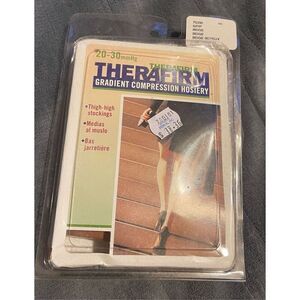 New Vintage THERAFIRM COMPRESSION Thigh High Stockings Close Toe 20/30 mmHg S/P/